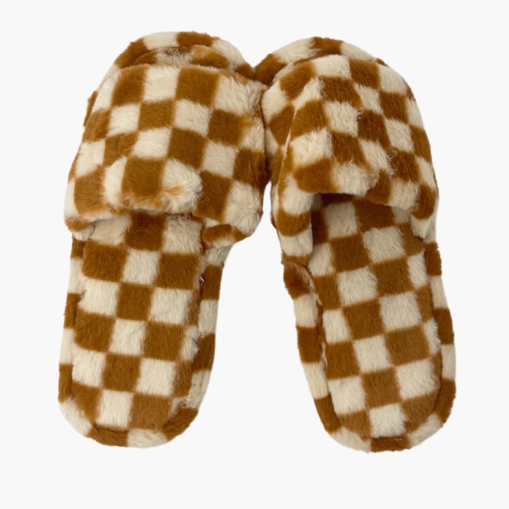 NWOT Beachly Check Me Out Slippers - Chestnut